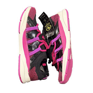 New Athletic Works Girls Size 1 Memory Foam Knit Sneakers Black & Pink NWT